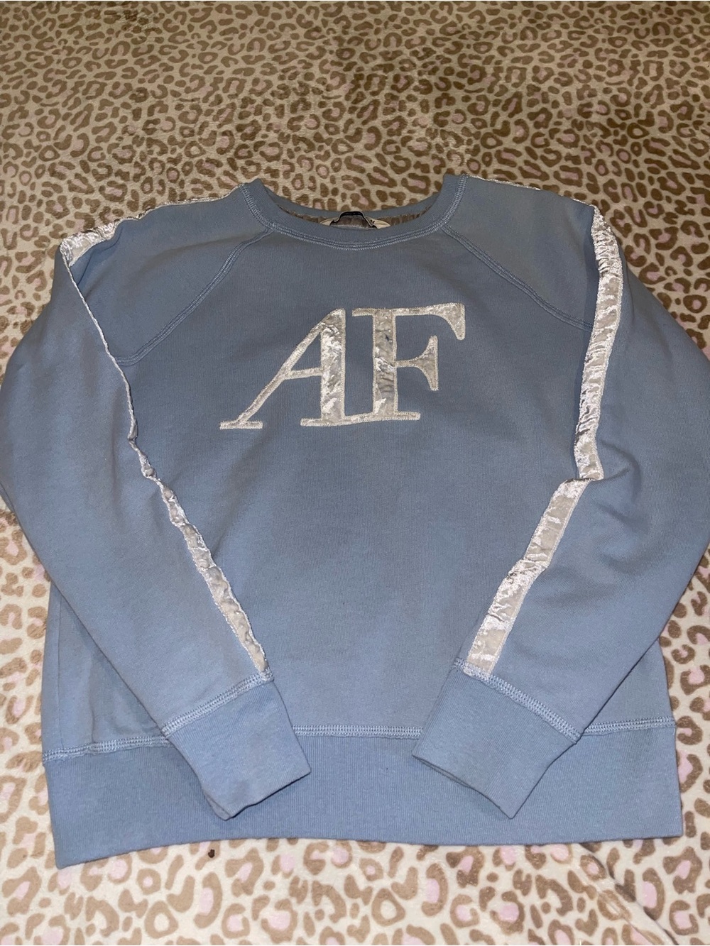 Abercrombie & Fitch Dusty Blue Crewneck with Velvet Logo